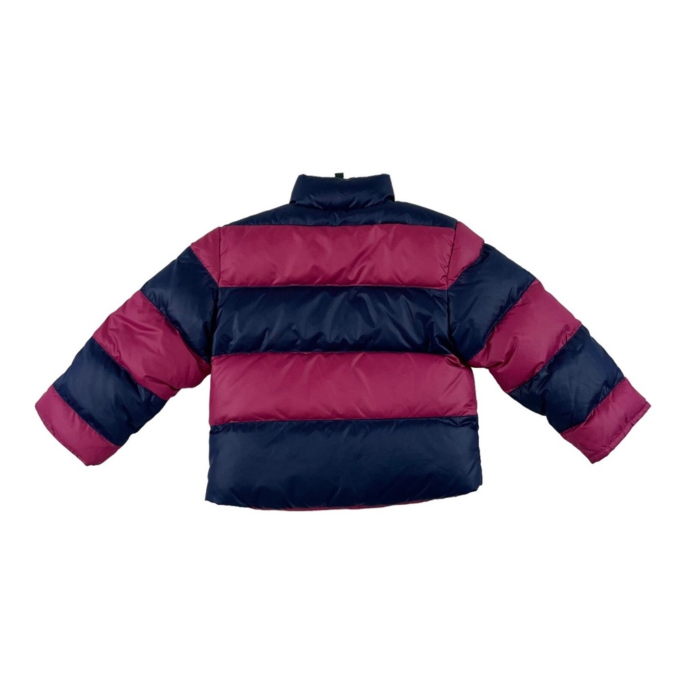 Ralph Lauren Girls Reversible Down Puffer Jacket Navy Pink Stripe 2T Coat - Picture 4 of 4